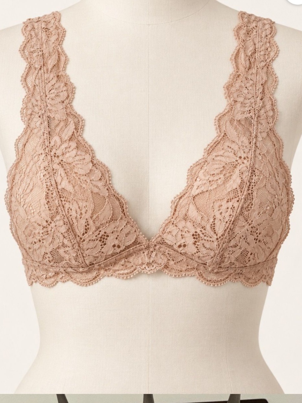 NWT Free People Sweet Nothings Sheer Floral Lace Triangle Bralette Nude XS